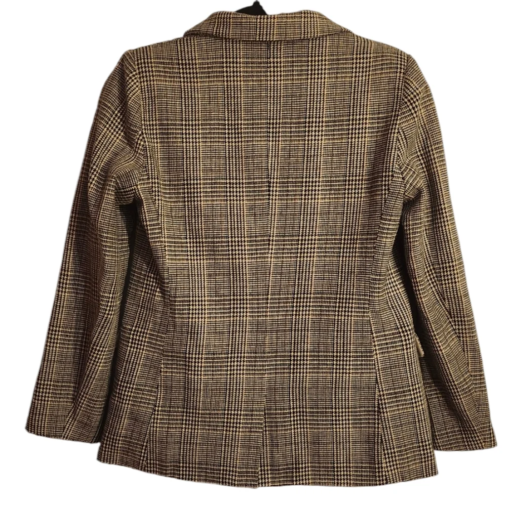 Brown Plaid Allegra K Blazer Professional Business Jacket Eclectic Grandpa Small - Picture 2 of 6